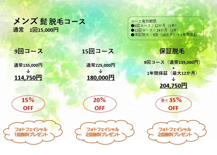 オススメ！ひげ脱毛コース